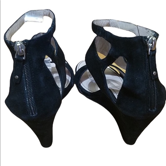 DKNY Suede Leather Black Wedges Size 8.5 - Picture 5 of 13